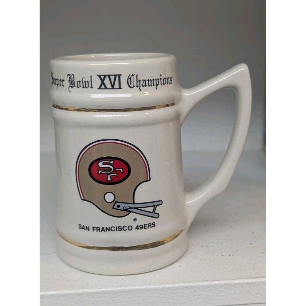 🏆🏈VINTAGE SAN FRANCISCO 49ERS 1981 NFL SUPER BOWL XVI CHAMPIONS STEIN MUG 1982